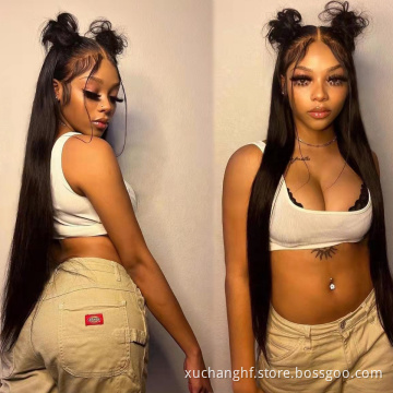 Pre Pluck Brazilian Virgin Cuticle Aligned double drawn Body straight wave 360 frontal Lace front human hair wigs